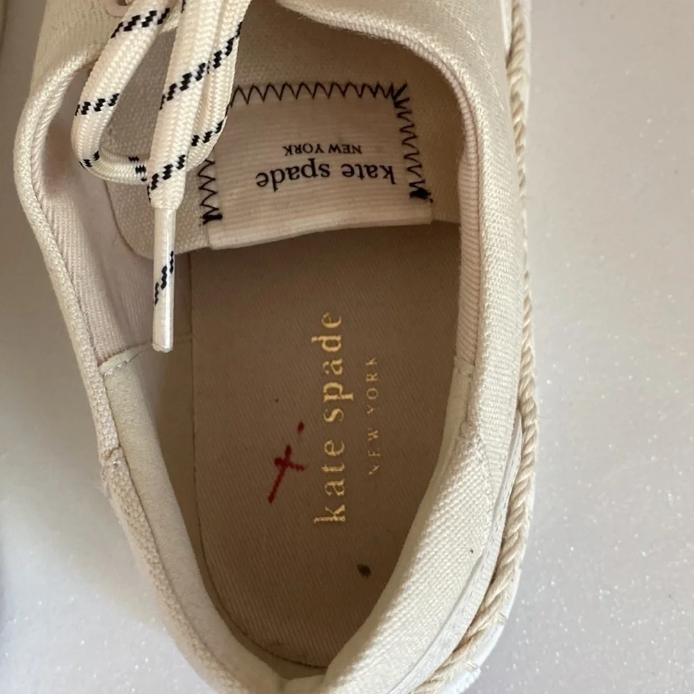 Kate Spade New York Boat Party Espadrille Sneakers Cream Canvas Sz 6.5